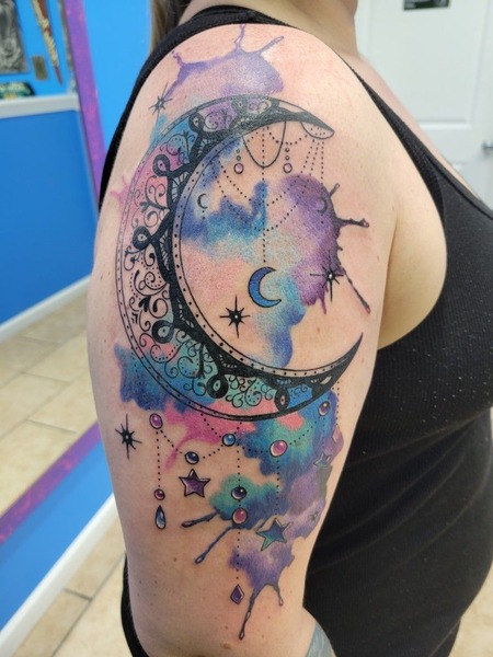 moon and stars tattoo 3