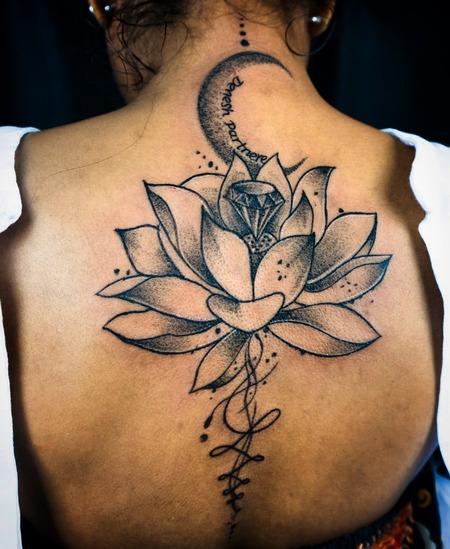 Moon and lotus tattoo 4