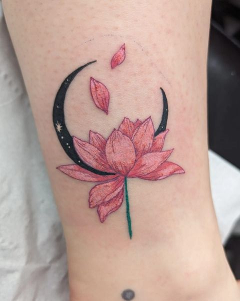 Moon and lotus tattoo 6