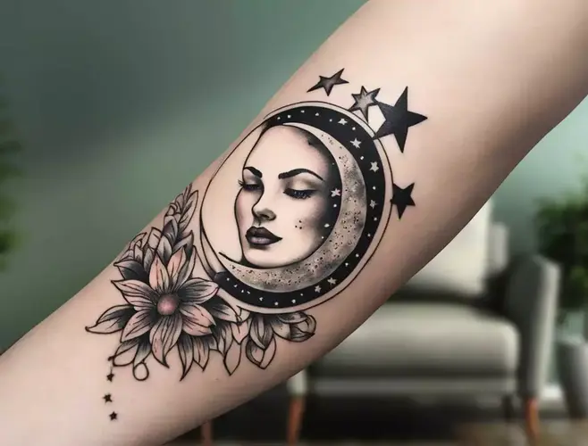 moon and stars tattoo 7