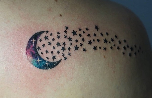 moon and stars tattoo 13