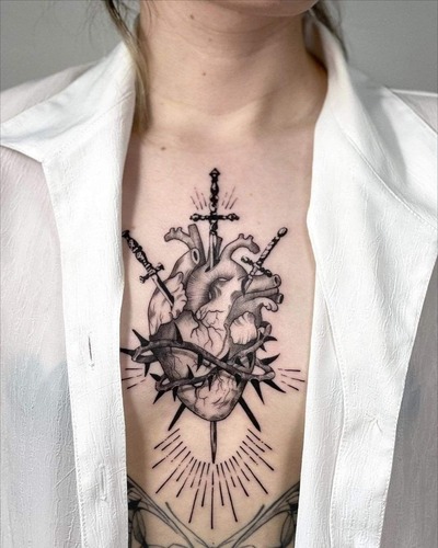 Heart with thorns tattoo 4