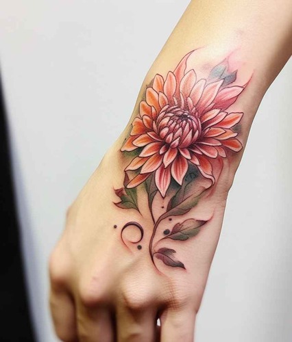 Chrysanthemum tattoo 6