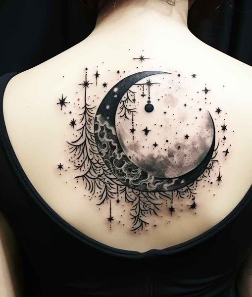 moon and stars tattoo 8