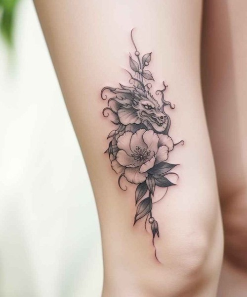 dragon and flower tattoos 5