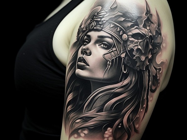 Tattoo of warrior woman 6