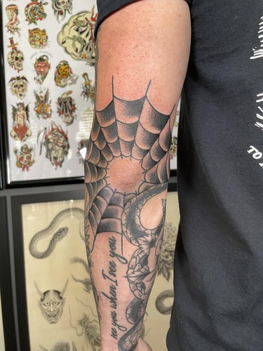 Spider Web Elbow Tattoo 2